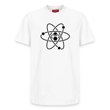 sience atom wissenschaft - Relaxed Unisex Supima Cotton T-Shirt – von SPREAD - Weiß - Vorne - AI Model Female 172 dark (172cm) & AI Model Male 185 dark (185cm)