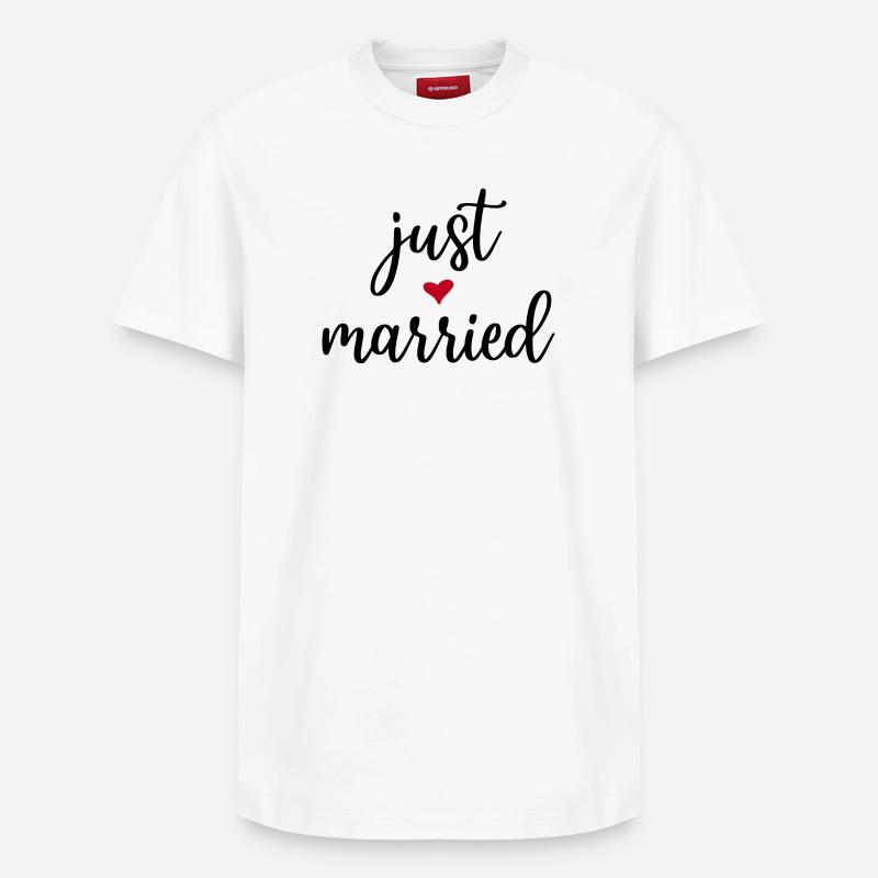 Just Married Geschenkidee - Relaxed Unisex Supima Cotton T-Shirt – von SPREAD - Weiß