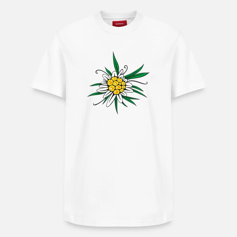 Fleur d’Edelweiss - T-shirt unisexe décontracté en coton Supima – de SPREAD - blanc