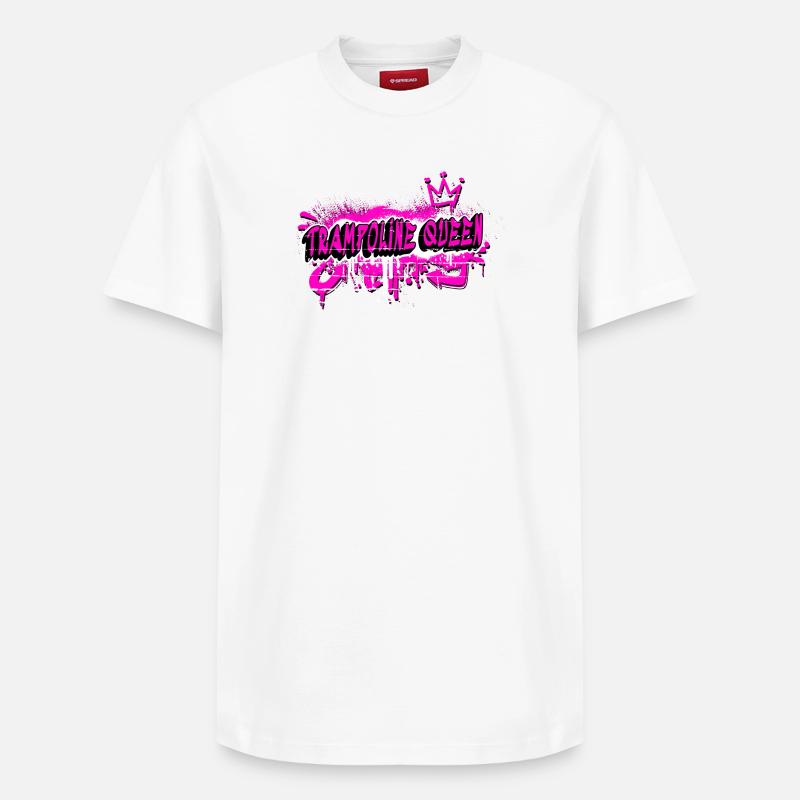 Trampoline Graffiti Queen Design - Relaxed Unisex Supima Cotton T-Shirt – von SPREAD - Weiß