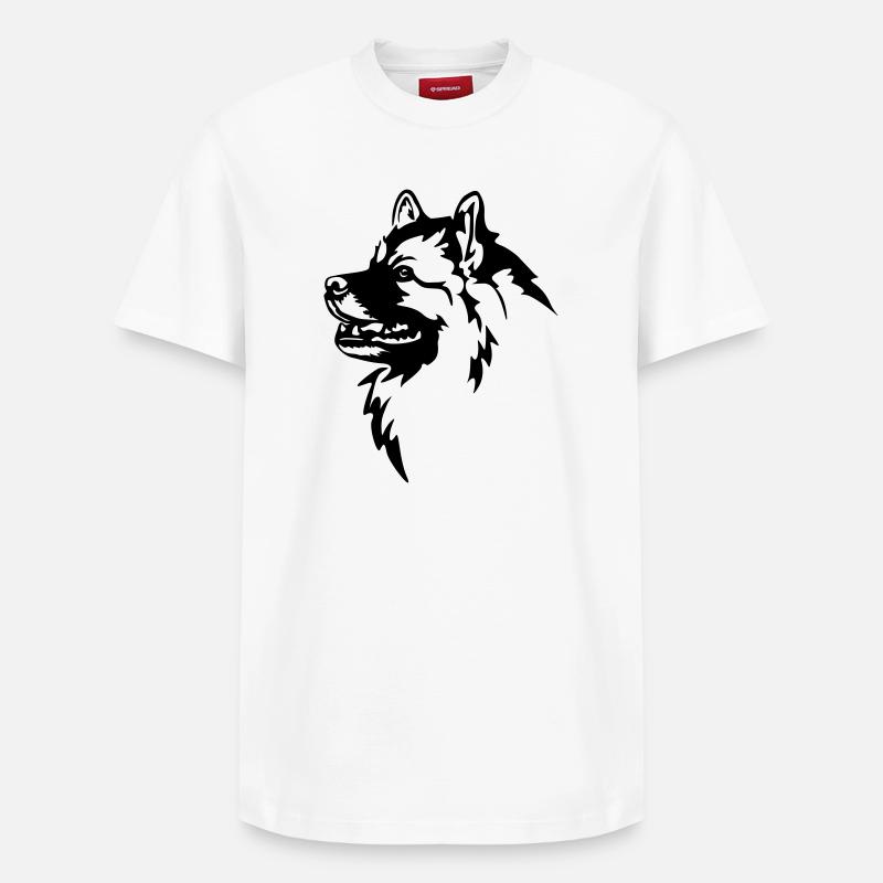 Wolfsspitz Kopf - Relaxed Unisex Supima Cotton T-Shirt – von SPREAD - Weiß