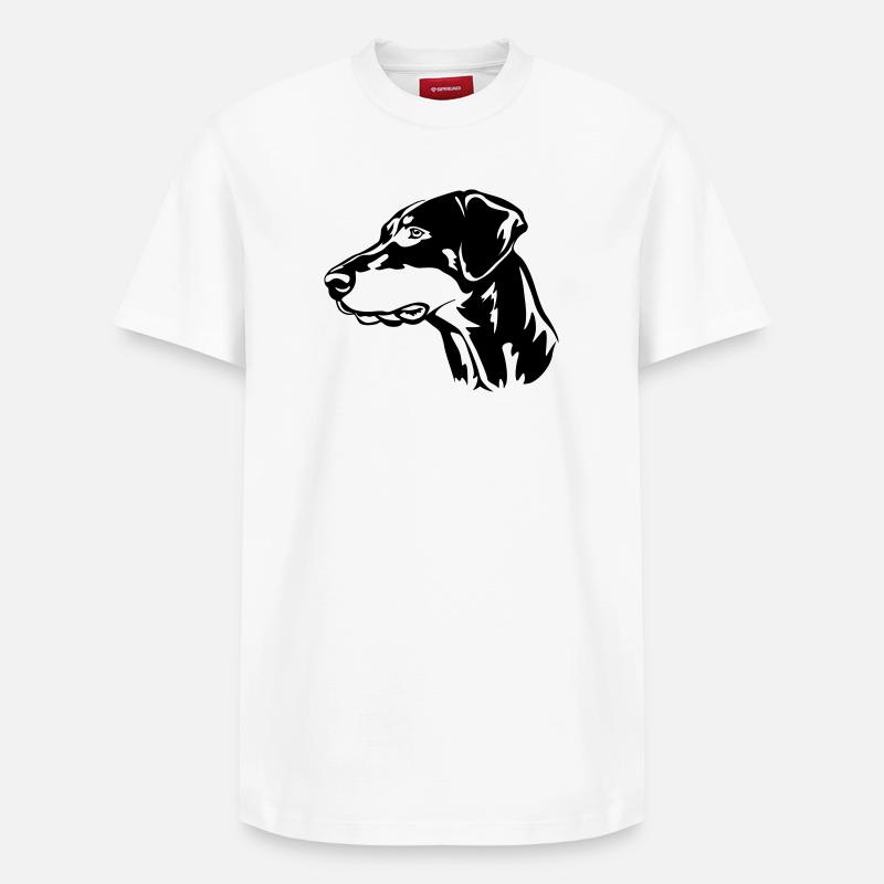 Dobermann Kopf - Relaxed Unisex Supima Cotton T-Shirt – von SPREAD - Weiß
