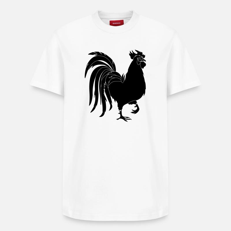 Schwarzer Hahn - Relaxed Unisex Supima Cotton T-Shirt – von SPREAD - Weiß