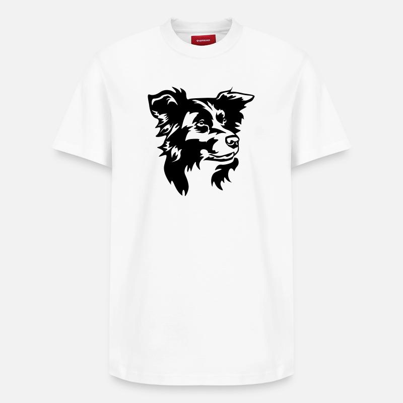 Border Collie Head - Relaxed Unisex Supima Cotton T-Shirt – by SPREAD - white