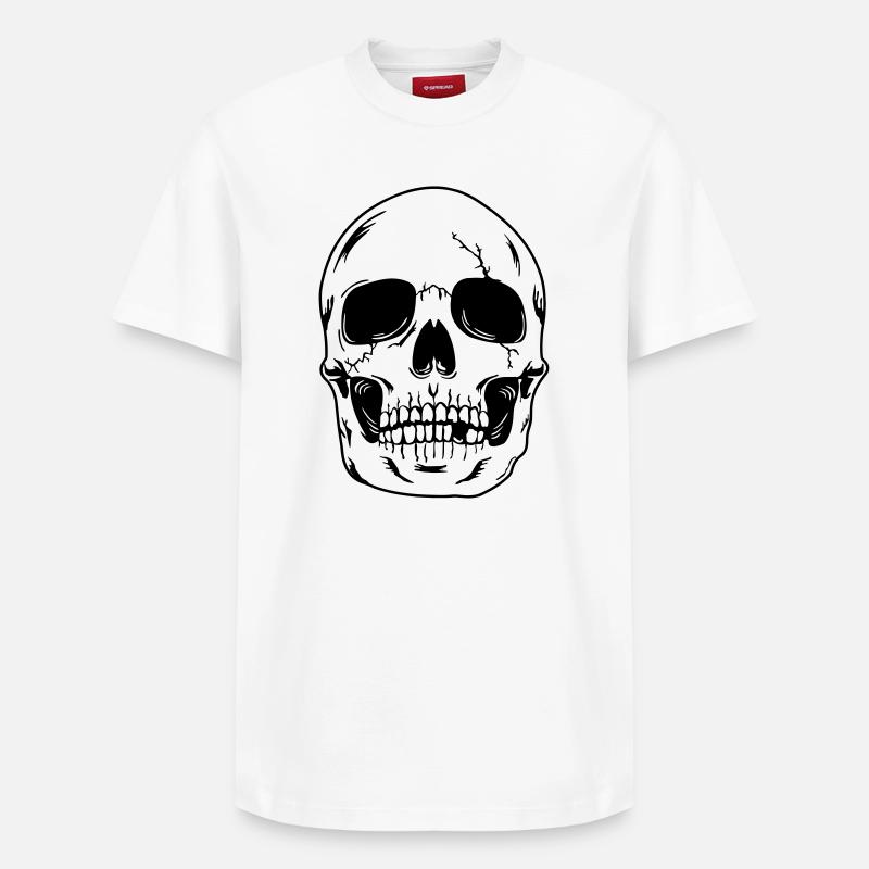 Tête de crâne de squelette - T-shirt unisexe décontracté en coton Supima – de SPREAD - blanc