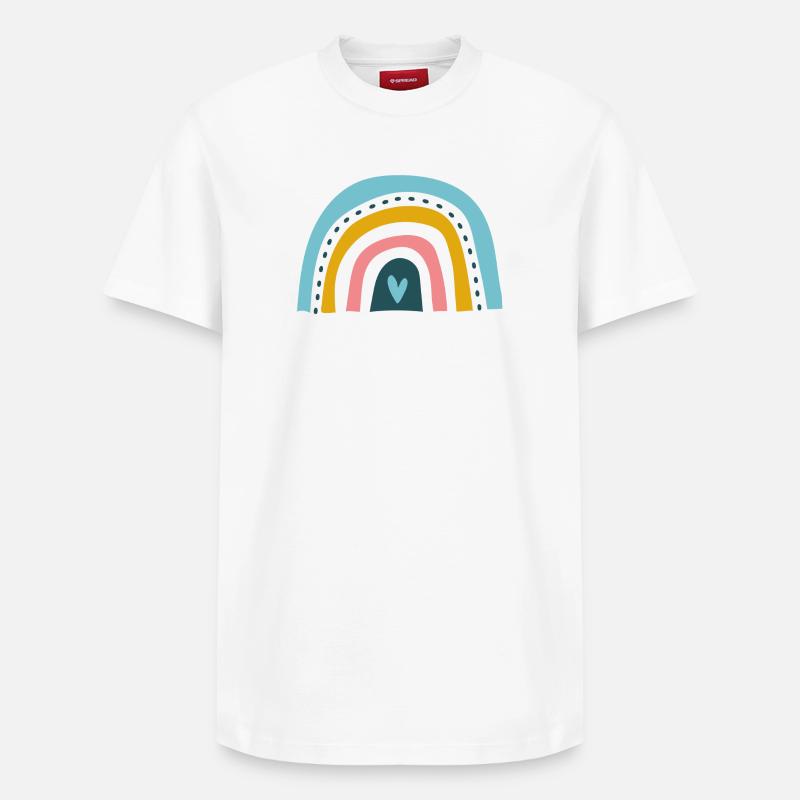 Arc-en-ciel avec cœur - T-shirt unisexe décontracté en coton Supima – de SPREAD - blanc