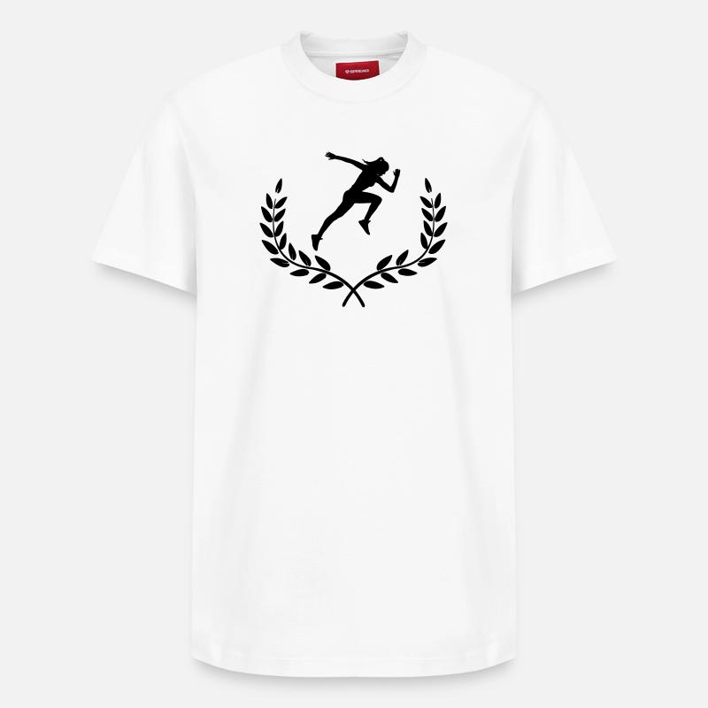 Sprinter in Lorbeerdekoration - Relaxed Unisex Supima Cotton T-Shirt – von SPREAD - Weiß