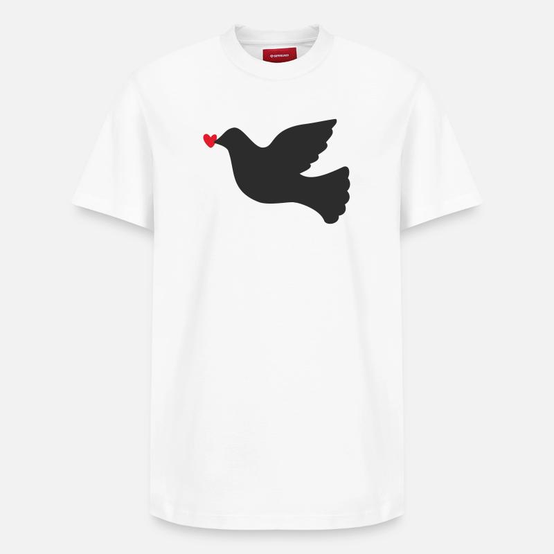 Friedenstaube Friede Freiheit - Relaxed Unisex Supima Cotton T-Shirt – von SPREAD - Weiß