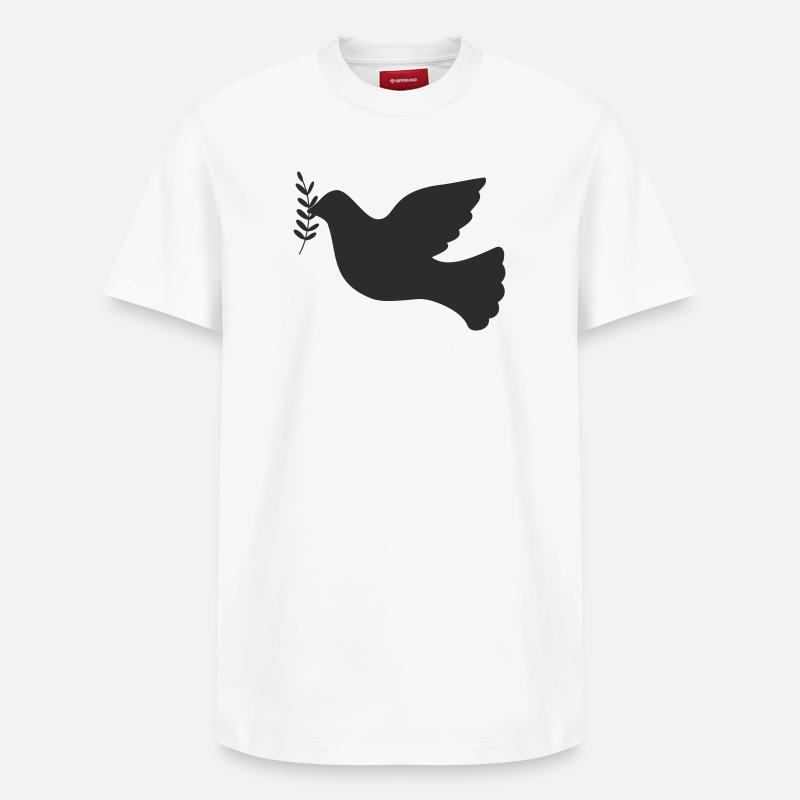 Friedenstaube Frieden Symbol - Relaxed Unisex Supima Cotton T-Shirt – von SPREAD - Weiß