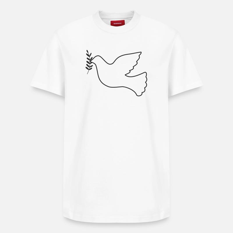 Friedenstaube mit Zweig - Relaxed Unisex Supima Cotton T-Shirt – von SPREAD - Weiß