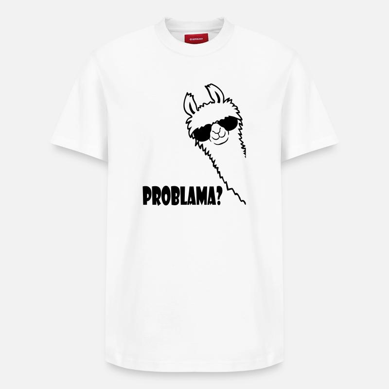 Lama Problama Question - Relaxed Unisex Supima Cotton T-Shirt – by SPREAD - white