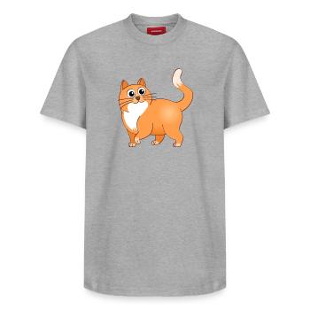 The cheerful orange hangover. - Relaxed Unisex Supima Cotton T-Shirt – by SPREAD - white - Front - AI Model Female 172 dark (172cm) & AI Model Male 185 dark (185cm)