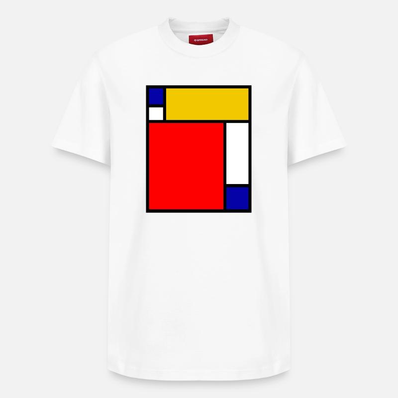 Mondrian 4 - T-shirt unisexe décontracté en coton Supima – de SPREAD - blanc