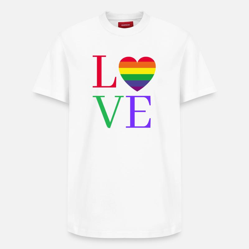 Regenbogen Love Herz Pride - Relaxed Unisex Supima Cotton T-Shirt – von SPREAD - Weiß