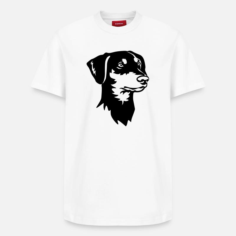 Tête de Pinscher allemande - T-shirt unisexe décontracté en coton Supima – de SPREAD - blanc