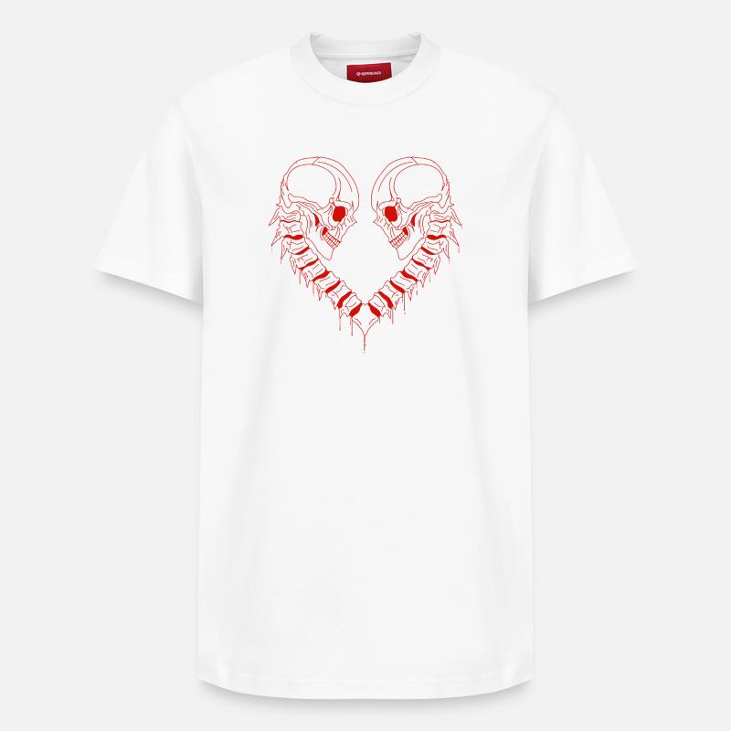 heart skull - T-shirt unisexe décontracté en coton Supima – de SPREAD - blanc