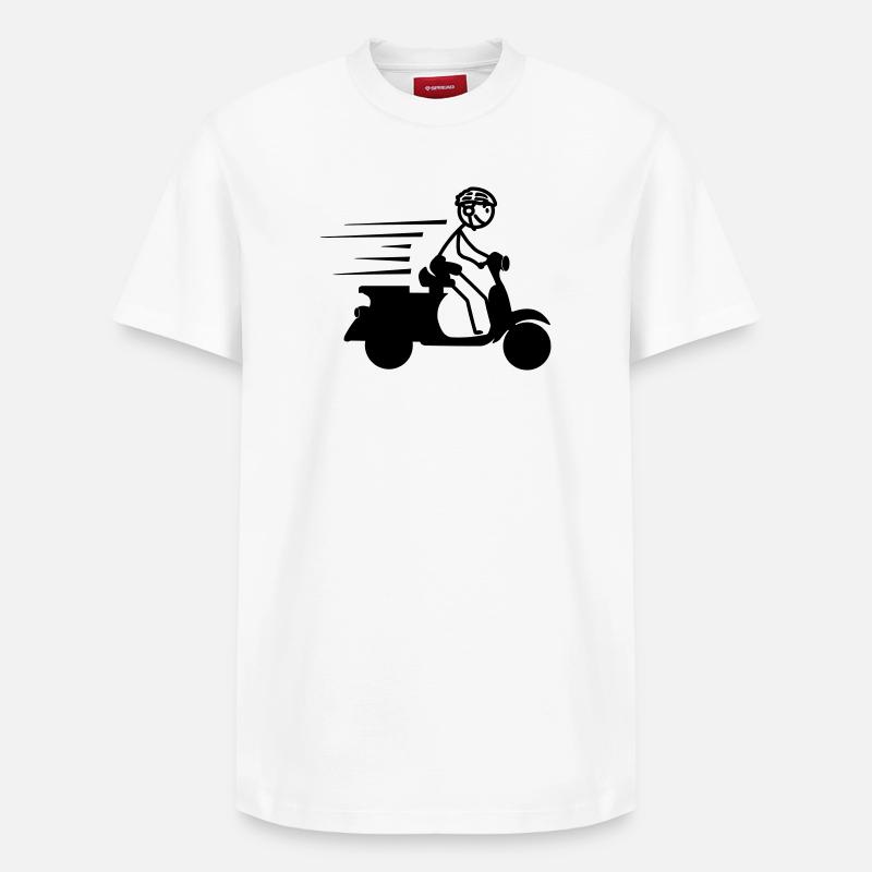 Roller mit Jungen-Strichmännchen - Relaxed Unisex Supima Cotton T-Shirt – von SPREAD - Weiß