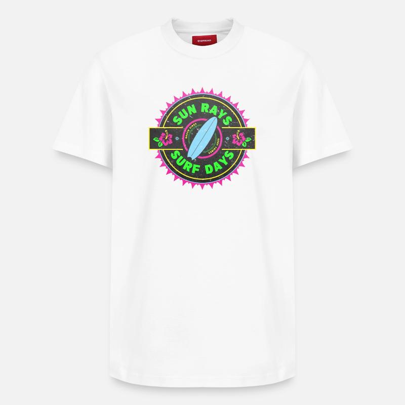 Surf Retro Surfer Conception graphique - T-shirt unisexe décontracté en coton Supima – de SPREAD - blanc