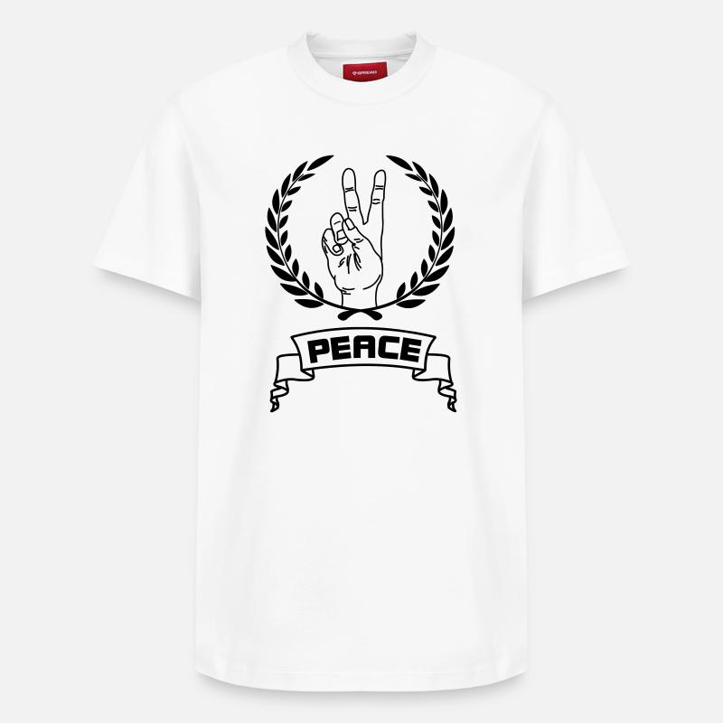 Geste de la main paix - T-shirt unisexe décontracté en coton Supima – de SPREAD - blanc