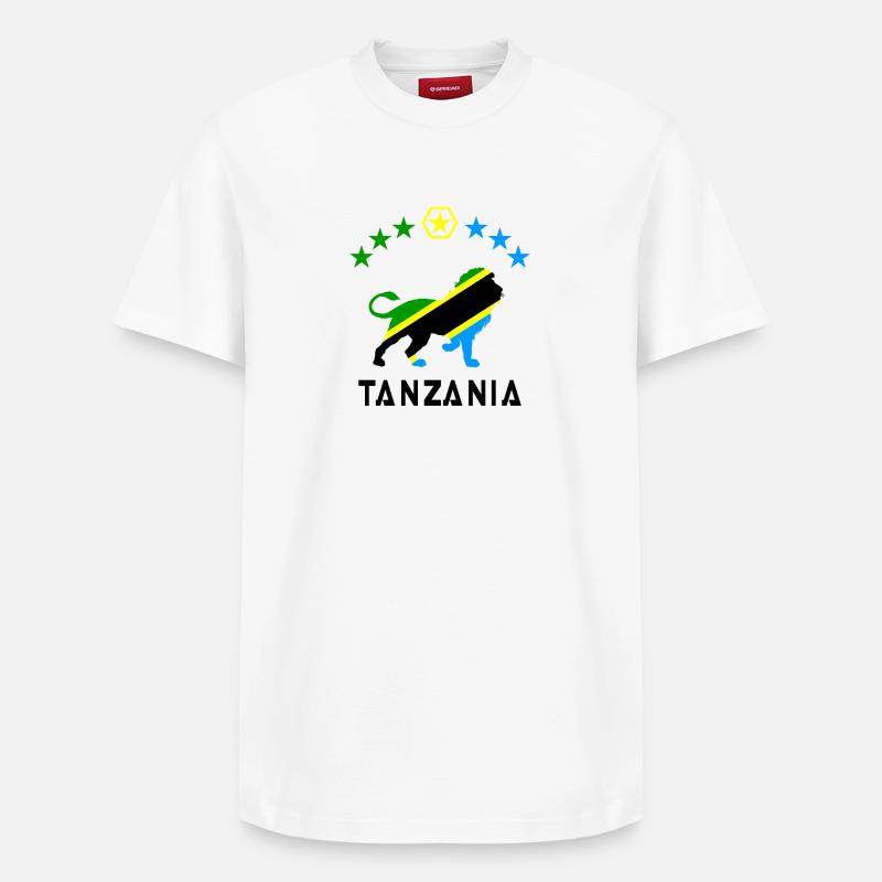 Drapeau du lion Tanzanie - T-shirt unisexe décontracté en coton Supima – de SPREAD - blanc