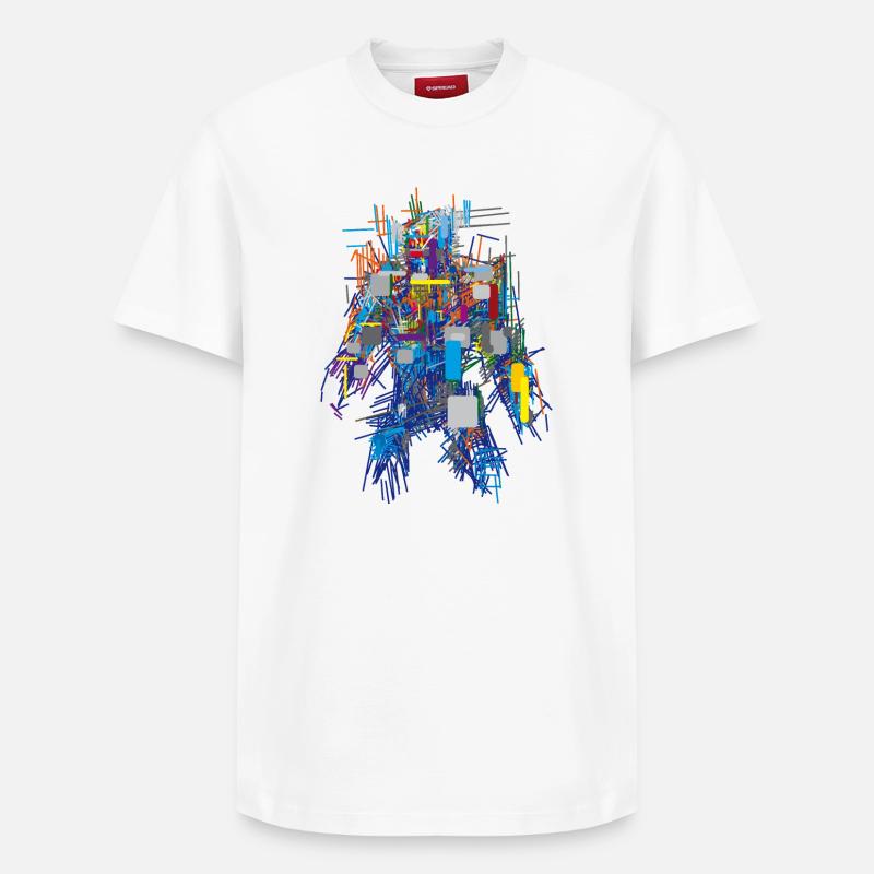 Cyber Android Abstrakt - Relaxed Unisex Supima Cotton T-Shirt – von SPREAD - Weiß
