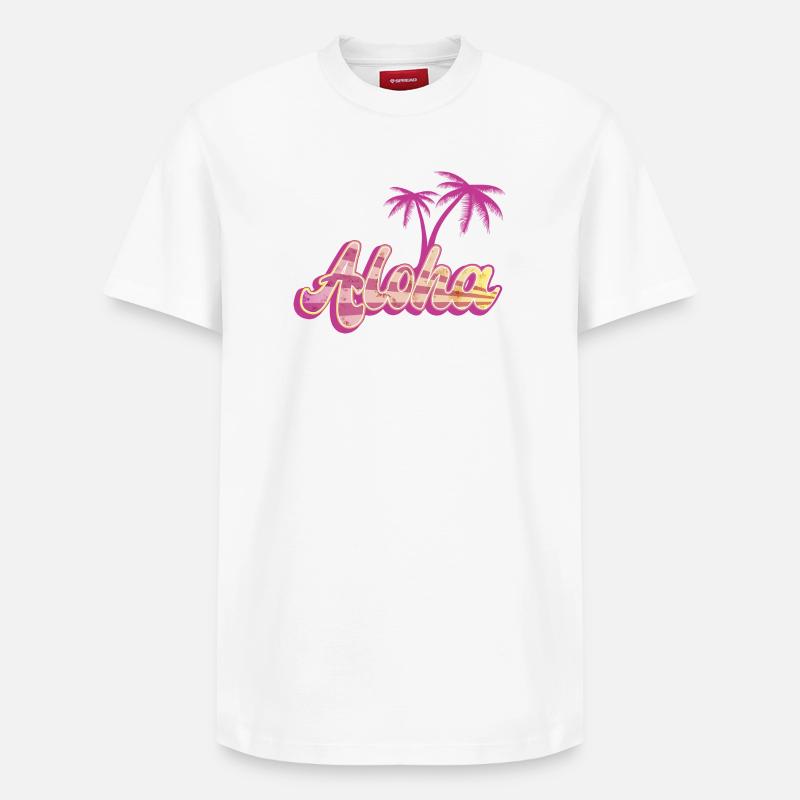 Aloha Palm - T-shirt unisexe décontracté en coton Supima – de SPREAD - blanc