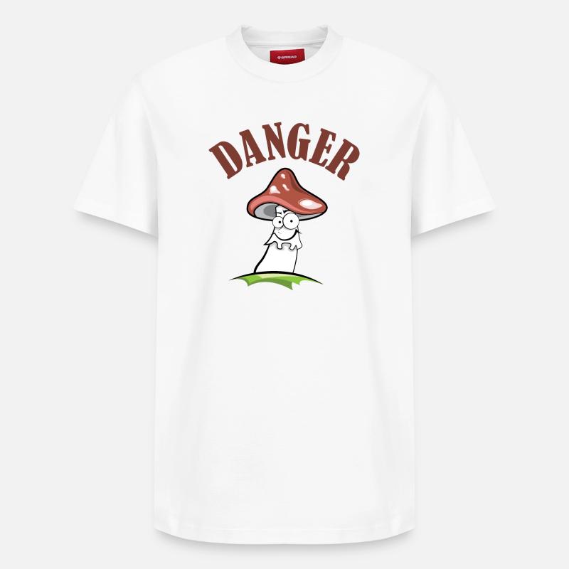 Toadstool danger symbol comic funny - Relaxed Unisex Supima Cotton T-Shirt – by SPREAD - white