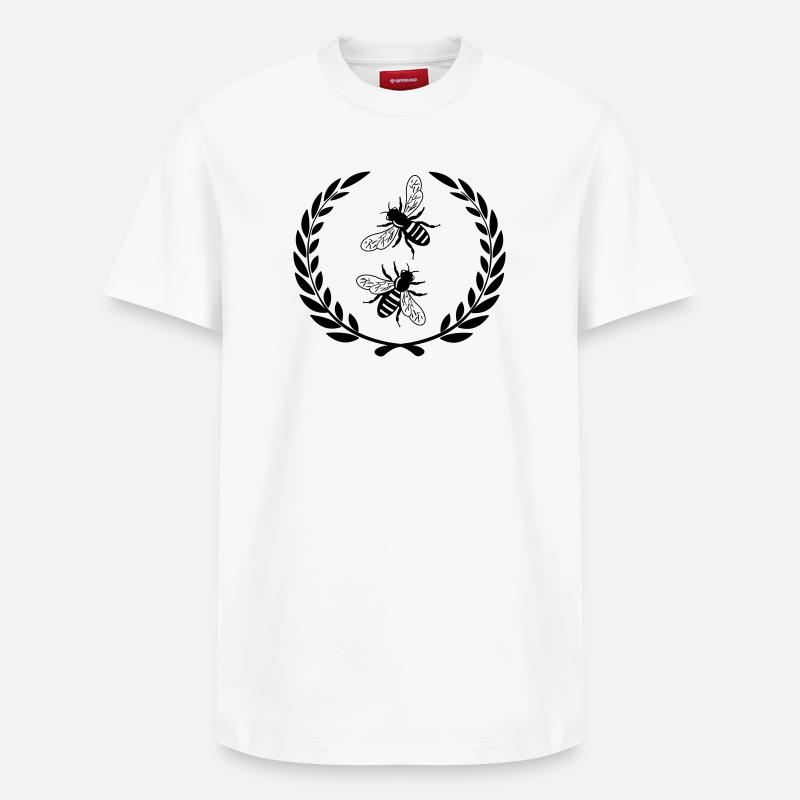 Abeilles en couronne de laurier - T-shirt unisexe décontracté en coton Supima – de SPREAD - blanc