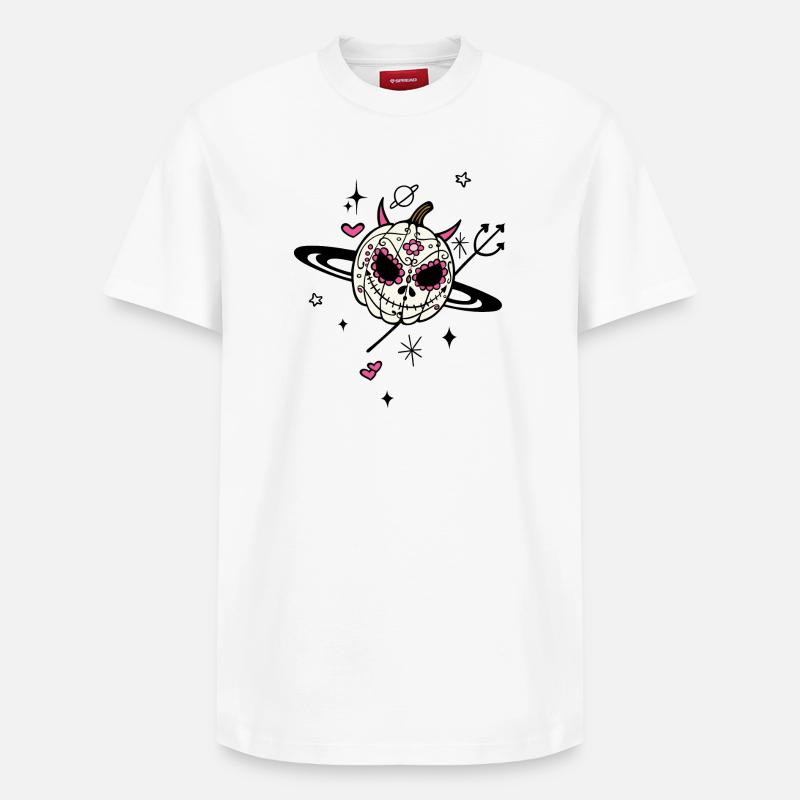 Pumpkin Devil Univers d’Halloween - T-shirt unisexe décontracté en coton Supima – de SPREAD - blanc