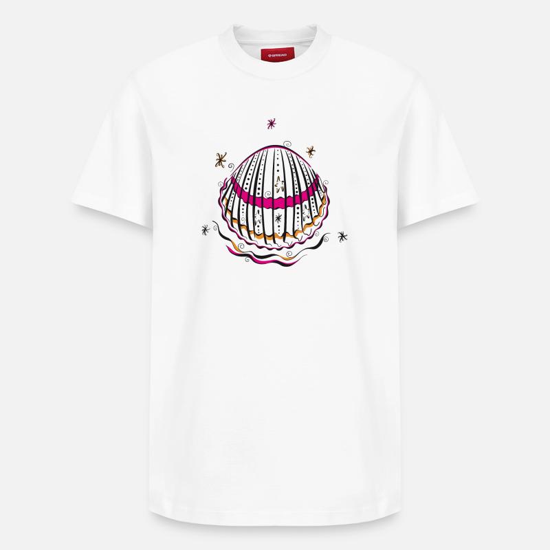 Shell Vacances d’été - T-shirt unisexe décontracté en coton Supima – de SPREAD - blanc
