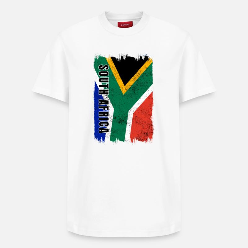 drapeau afrique du sud - T-shirt unisexe décontracté en coton Supima – de SPREAD - blanc