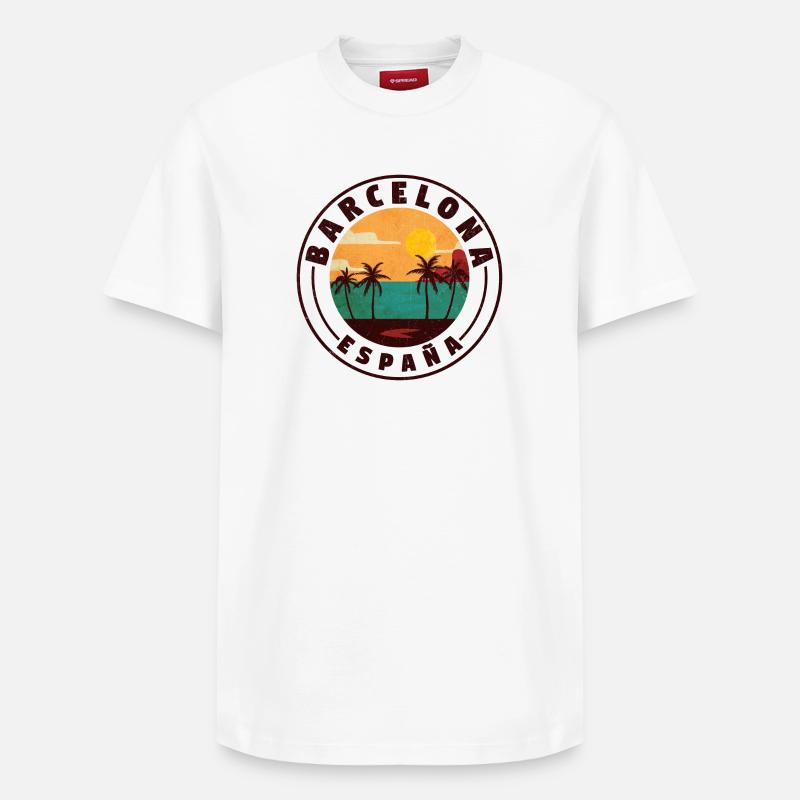 Badge de plage Barcelona Espagne - T-shirt unisexe décontracté en coton Supima – de SPREAD - blanc