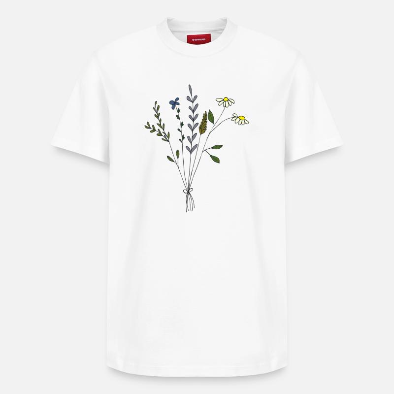 bouquet de prairies fleuries - T-shirt unisexe décontracté en coton Supima – de SPREAD - blanc