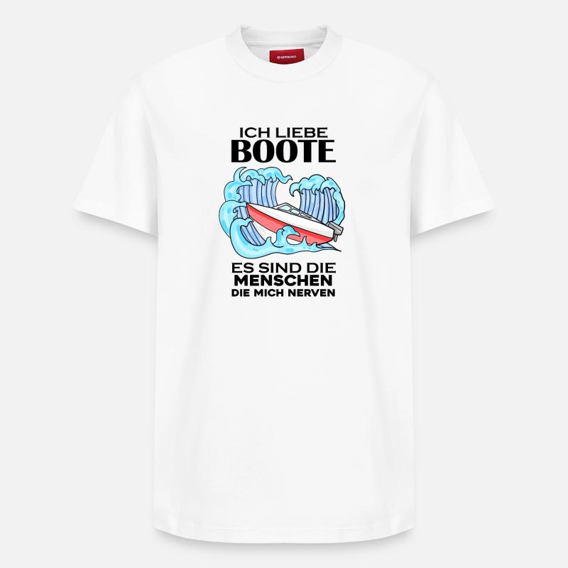 Motorboot Kapitän Bootsführerschein - Relaxed Unisex Supima Cotton T-Shirt – von SPREAD - Weiß