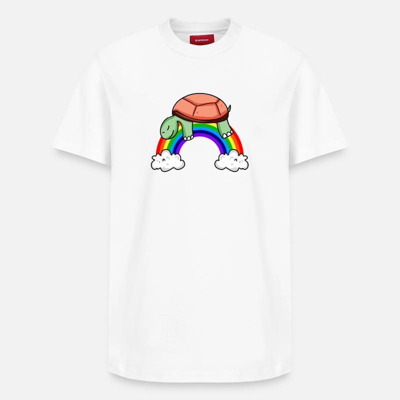 Tortue arc-en-ciel - T-shirt unisexe décontracté en coton Supima – de SPREAD - blanc