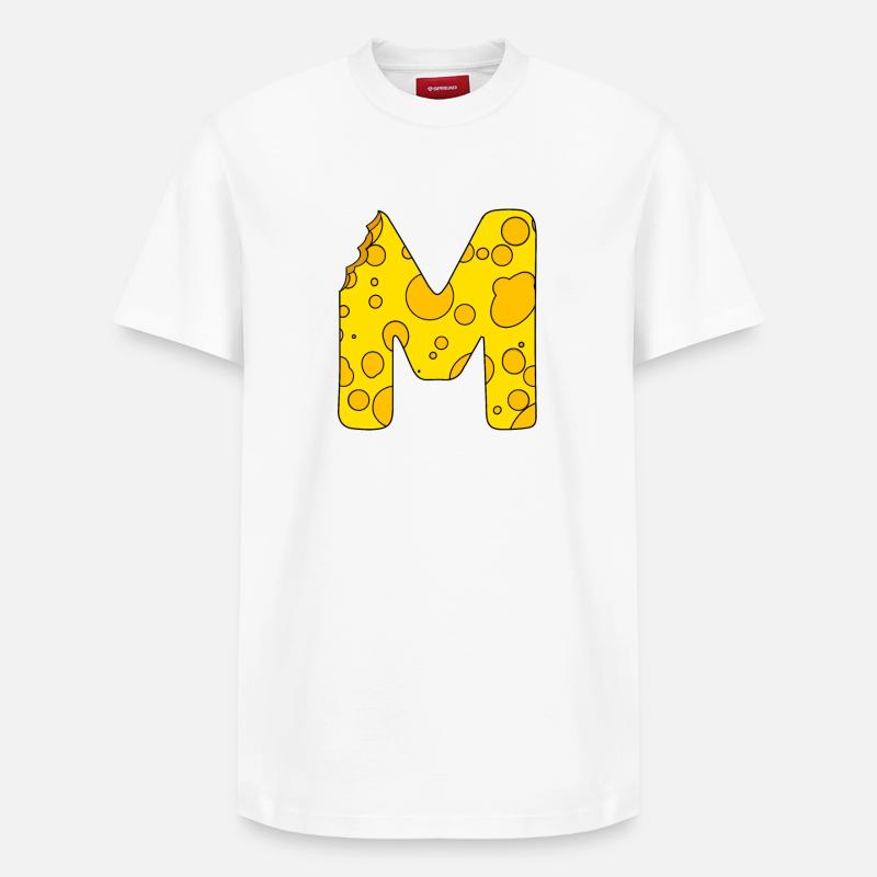 Lettre M - T-shirt unisexe décontracté en coton Supima – de SPREAD - blanc