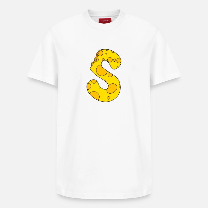 Lettre S - T-shirt unisexe décontracté en coton Supima – de SPREAD - blanc