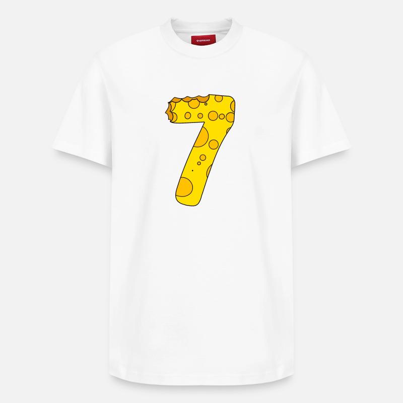 Number 7 Digit Cheese - Relaxed Unisex Supima Cotton T-Shirt – by SPREAD - white