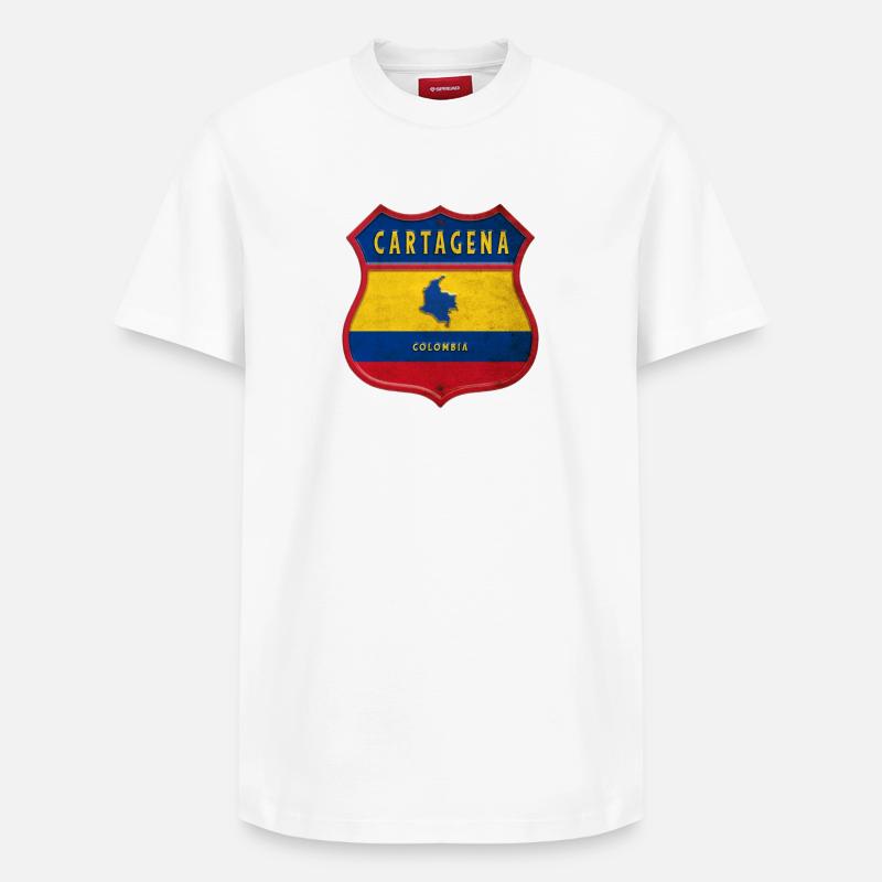 Écusson Carthagène Colombie - T-shirt unisexe décontracté en coton Supima – de SPREAD - blanc