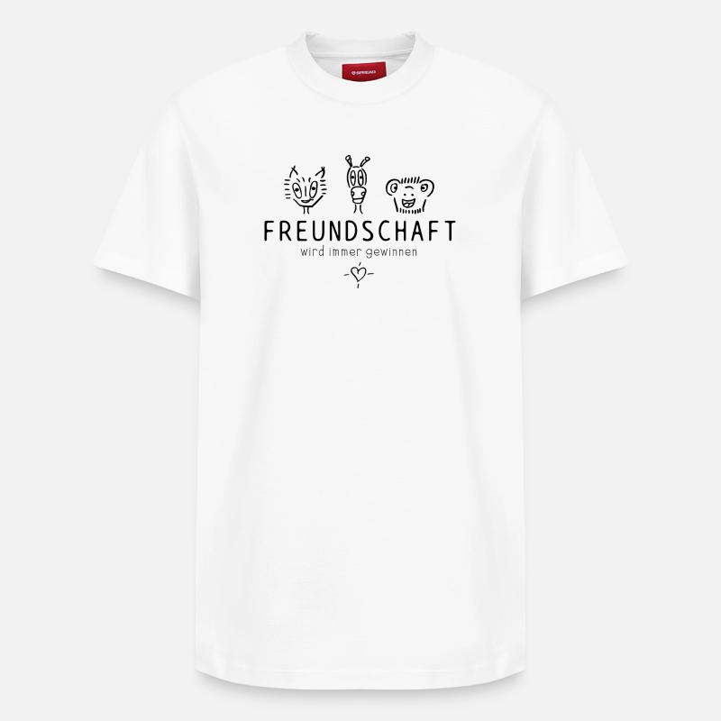 "Freundschaft wird immer gewinnen", schöner Spruch - Relaxed Unisex Supima Cotton T-Shirt – von SPREAD - Weiß