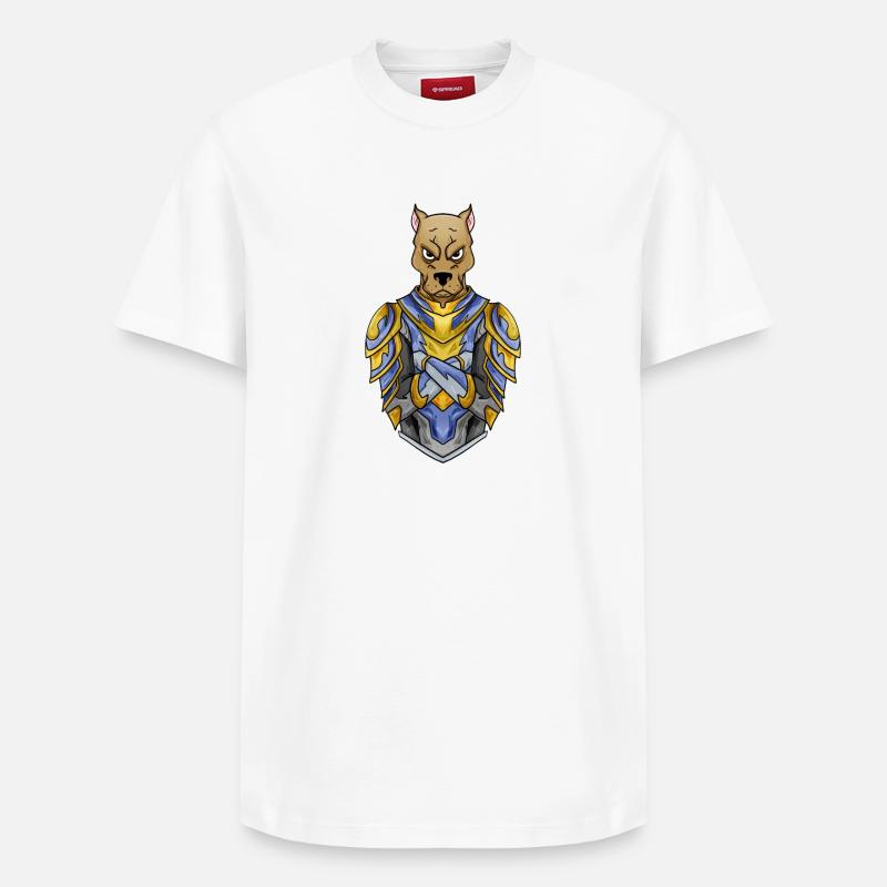 Chien chevalier en armure médiévale - T-shirt unisexe décontracté en coton Supima – de SPREAD - blanc