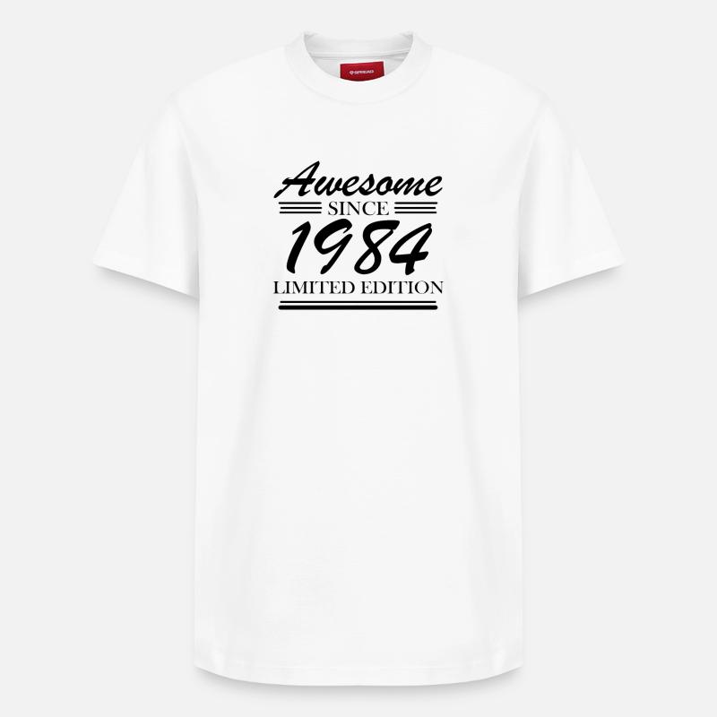 1984 - Né en 1984 - T-shirt unisexe décontracté en coton Supima – de SPREAD - blanc