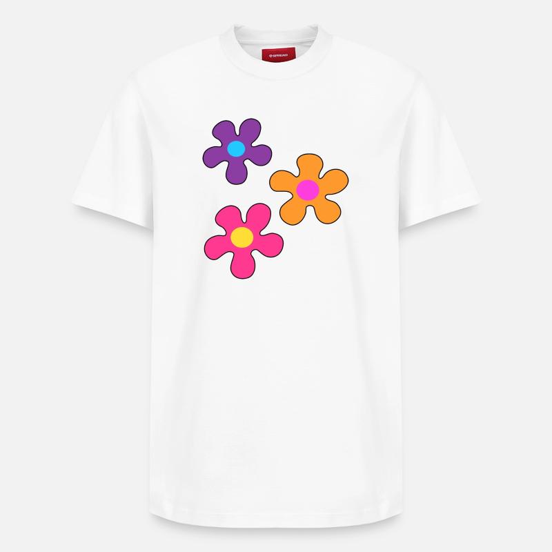 Fleurs hippie - T-shirt unisexe décontracté en coton Supima – de SPREAD - blanc