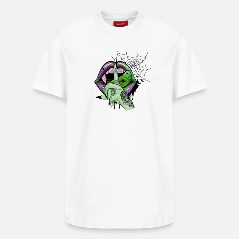 Green Vampire lips - Relaxed Unisex Supima Cotton T-Shirt – von SPREAD - Weiß