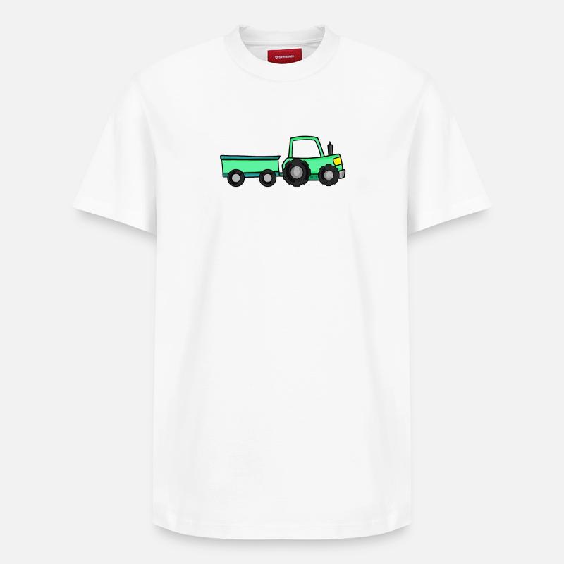 Traktor mit Anhänger - Relaxed Unisex Supima Cotton T-Shirt – von SPREAD - Weiß