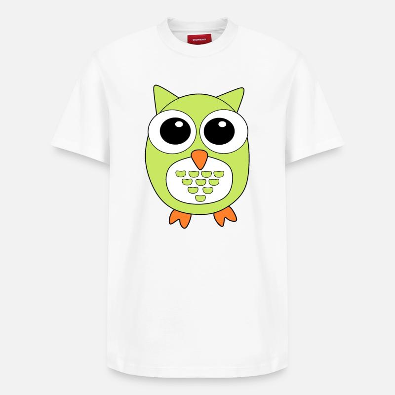 Eule grüne Eule - Relaxed Unisex Supima Cotton T-Shirt – von SPREAD - Weiß