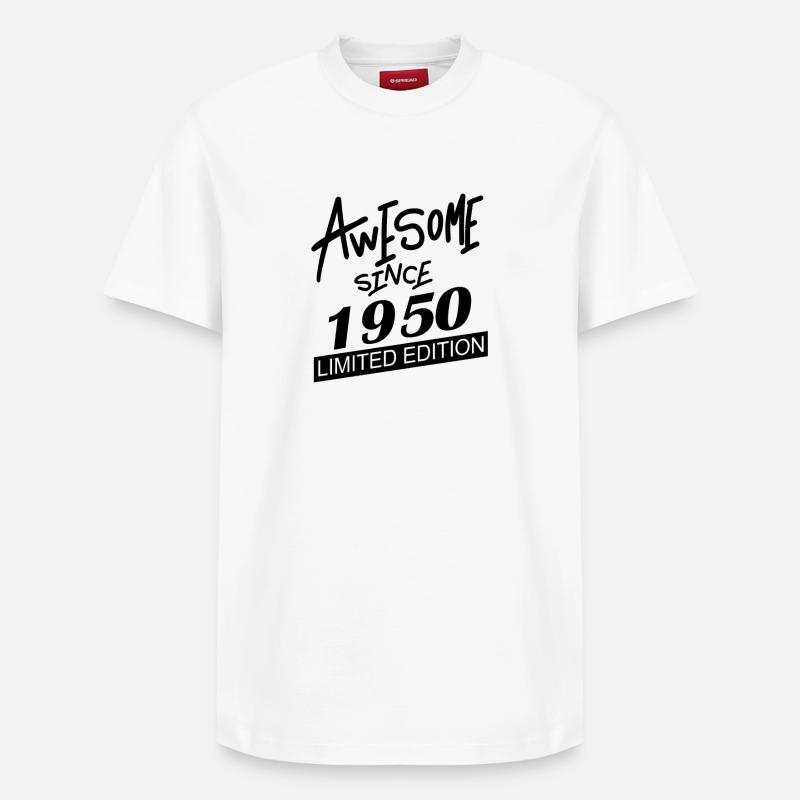 1950 - Né en 1950 - T-shirt unisexe décontracté en coton Supima – de SPREAD - blanc