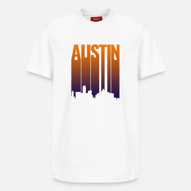 Austin Skyline Gradient - Relaxed Unisex Supima Cotton T-Shirt – by SPREAD - white
