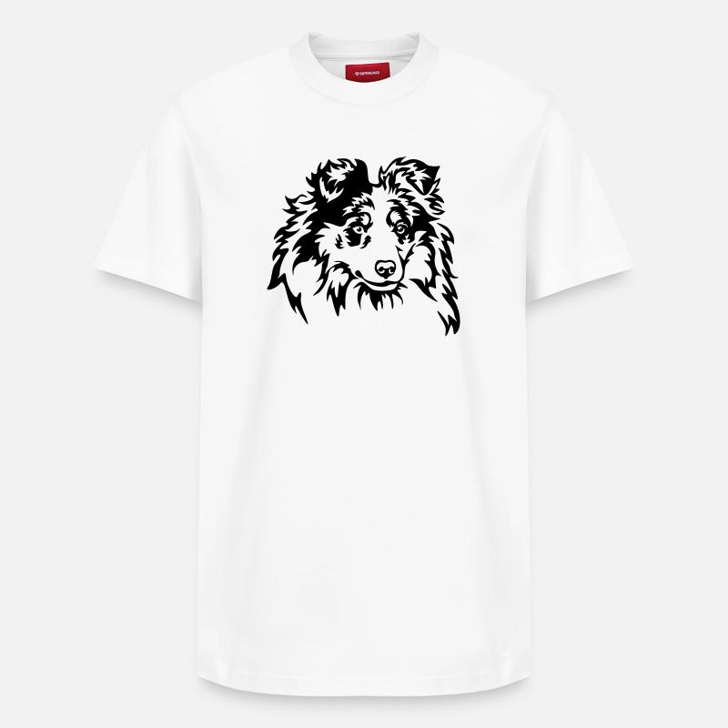 Sheltie Kopf - Relaxed Unisex Supima Cotton T-Shirt – von SPREAD - Weiß