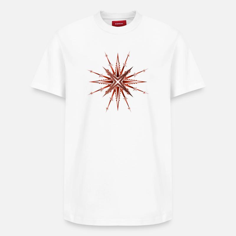 funkelnder und strahlender Rostroter Stern - Relaxed Unisex Supima Cotton T-Shirt – von SPREAD - Weiß